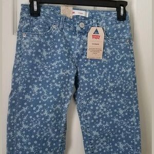 Levi's Girls Blue Skimmer Crop Stretch Denim Jeans